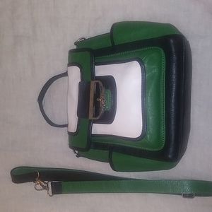 FAB Lockheart Crossbody w/ Top Handle, Classic Mulicolor LUX Leather Handbag